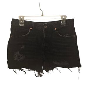 Topshop Moto Ashley Denim Shorts-Size 6-Distressed Black‎